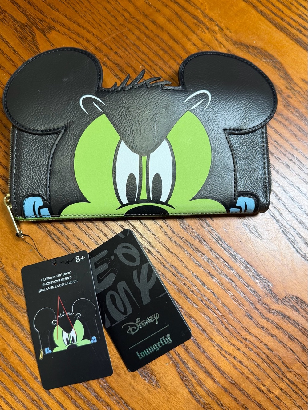 Disney Loungefly Mickey Halloween Glow in Dark Zip Around Wallet NWT